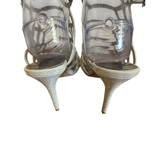 Madden Girl Size 7 Direct Strappy Stilettos Caged Business Pumps Sandals Silver - Picture 9 of 14